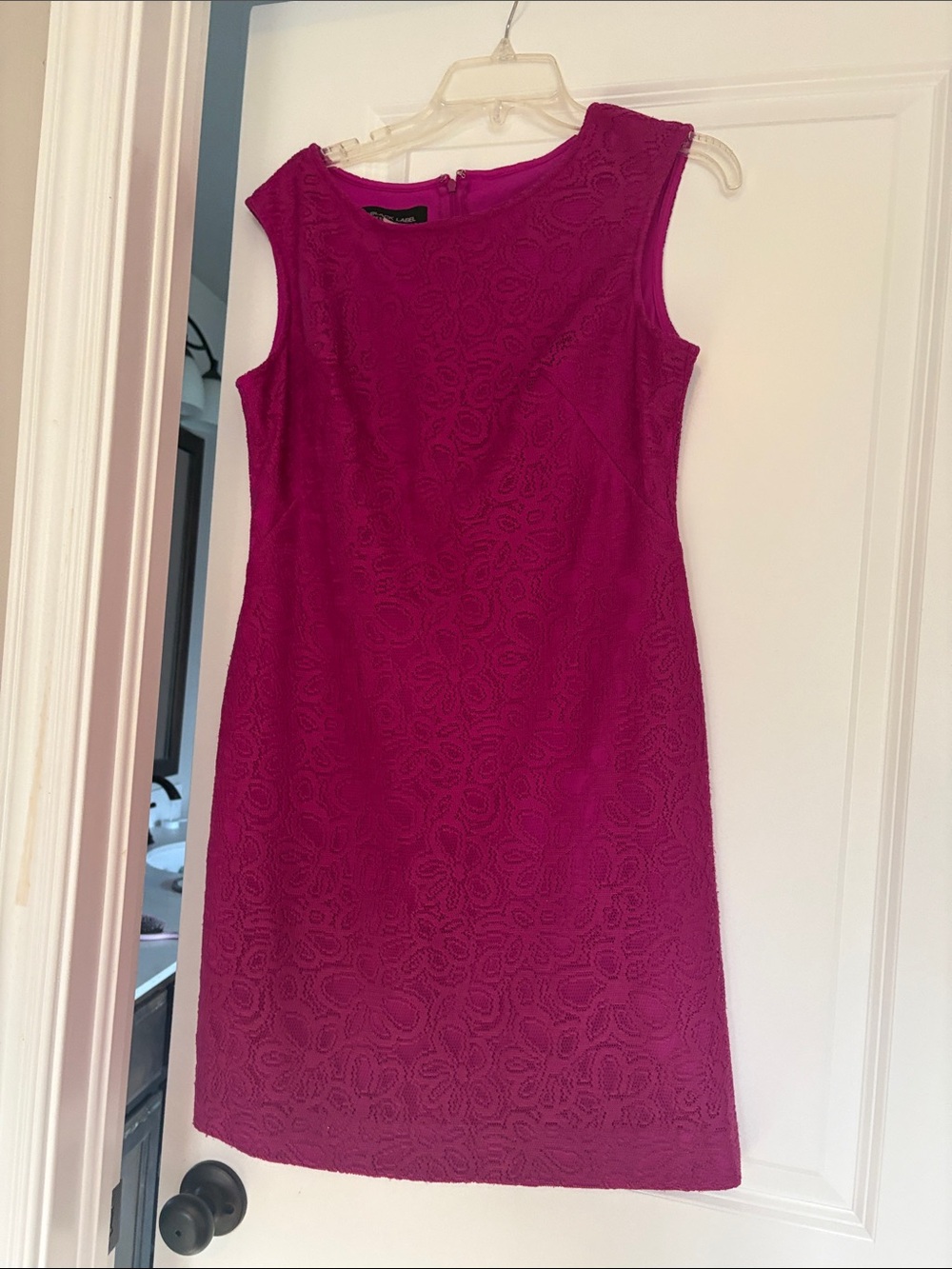 Sleeveless Lace Midi Dress in Fuchsia